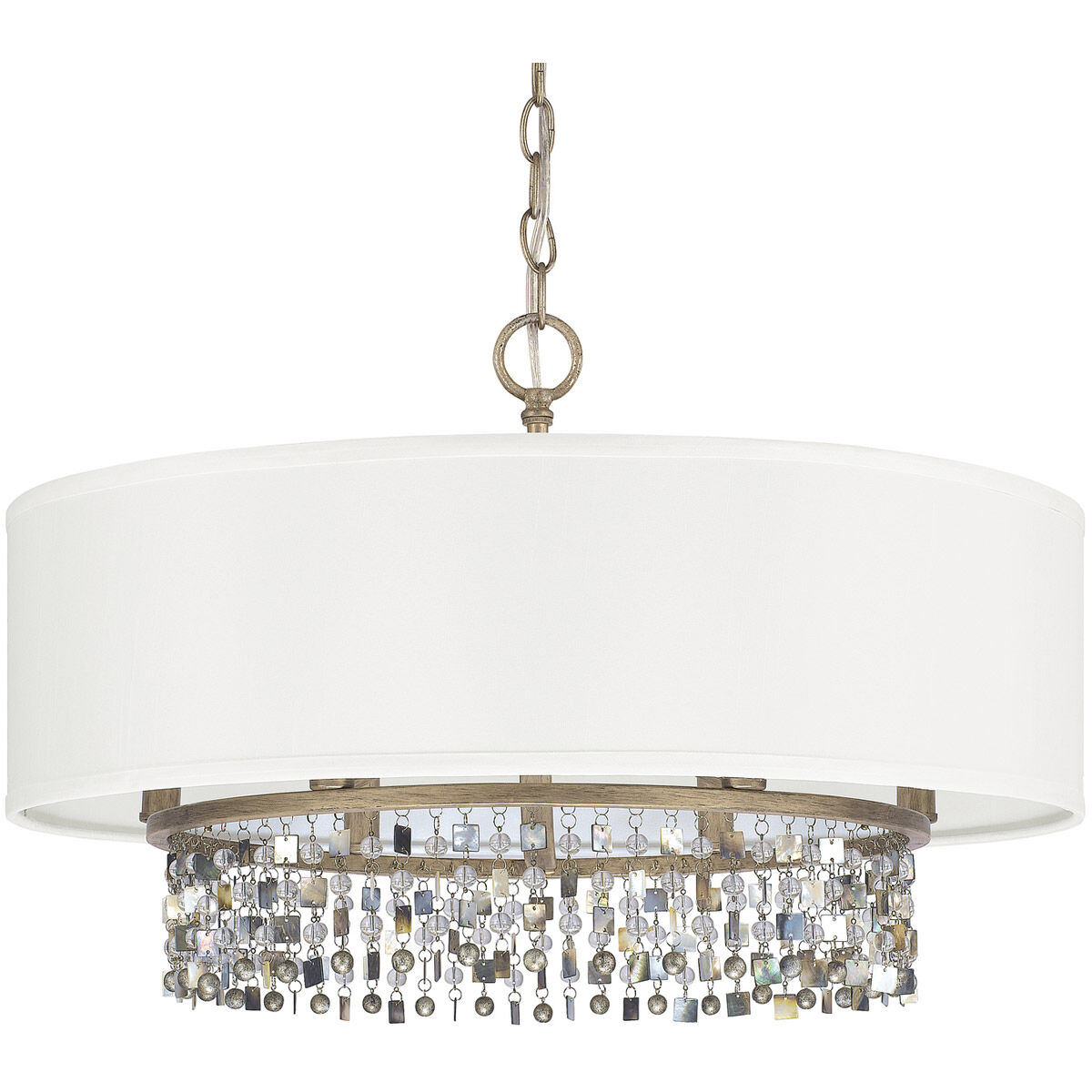 Ample 6 Light 24 inch Brushed Gold Pendant Ceiling Light, Convertible Dual Mount