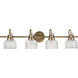 Artrude St 4 Light 35.5 inch Vintage Brass Bath Vanity Wall Light