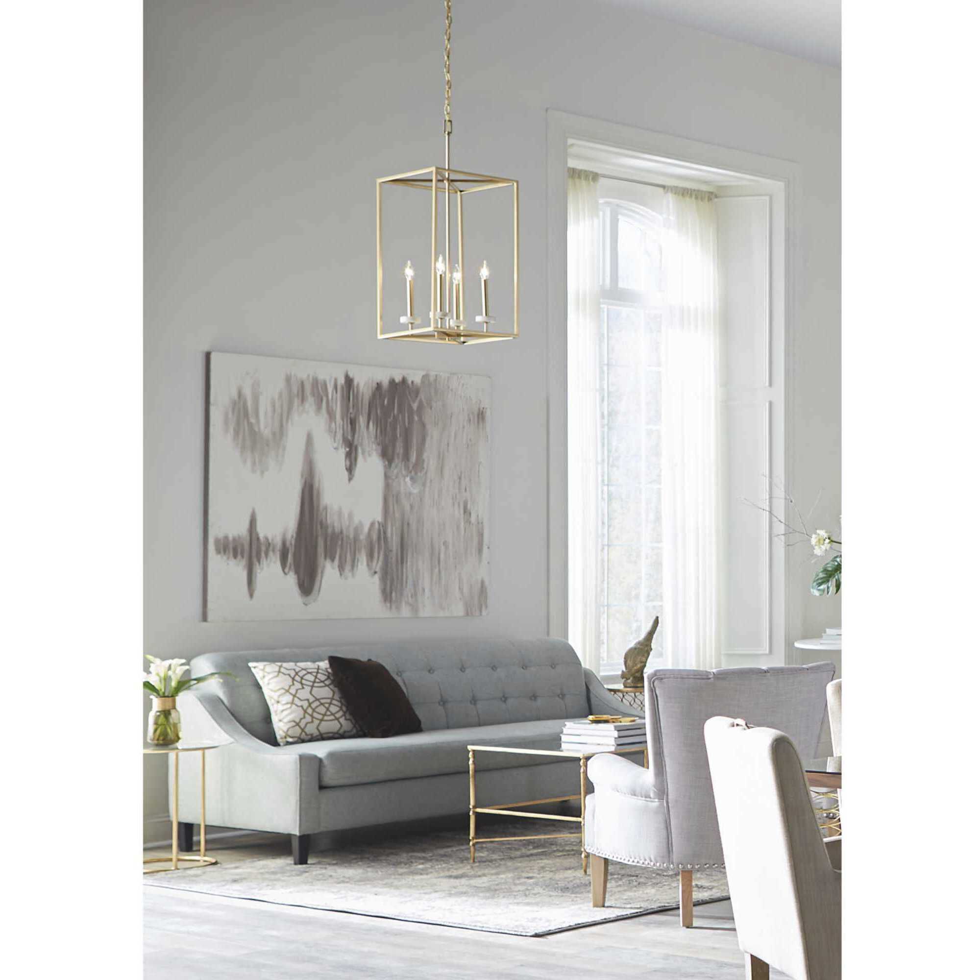 Santa Barbara 4 Light 15 inch Vintage Gold Foyer Pendant Ceiling Light, Design Series