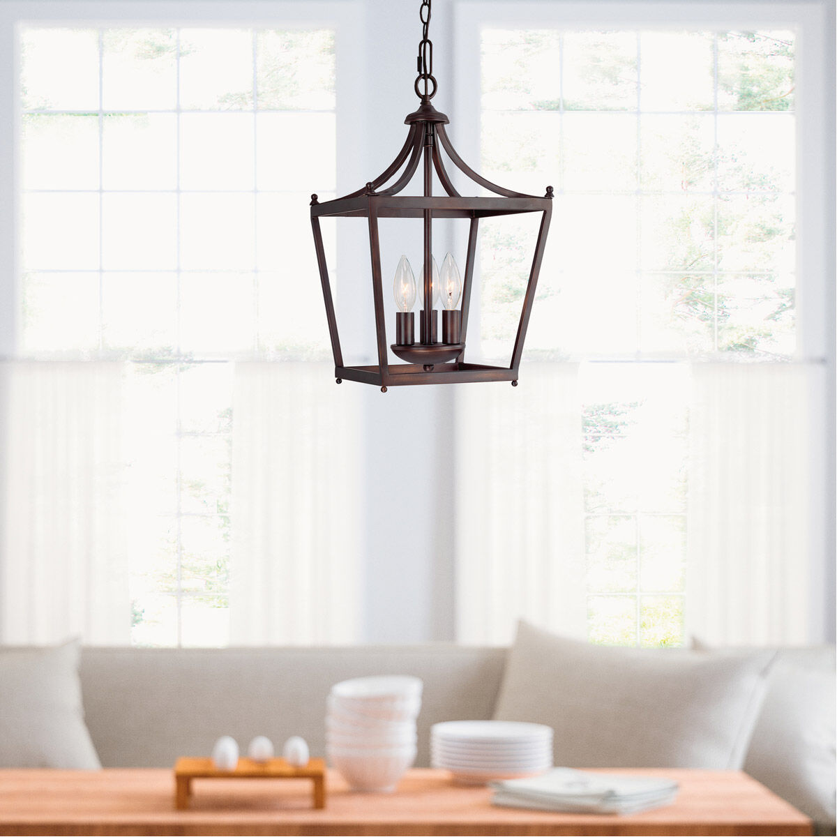 Peckham 3 Light 10 inch Burnished Bronze Foyer Ceiling Light