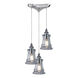 Graham Pl 3 Light 10 inch Polished Chrome Multi Pendant Ceiling Light, Triangular