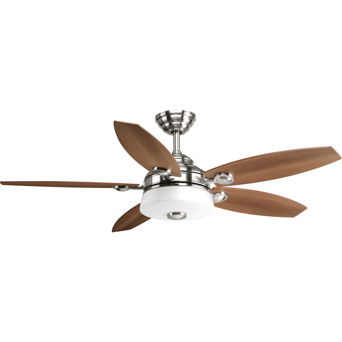 Garfield 54 inch Brushed Nickel with Medium Cherry/Silver Blades Ceiling Fan, Progress LED