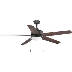 Dungarvan 60 inch Forged Black with Toasted Oak Blades Ceiling Fan, Progress LED