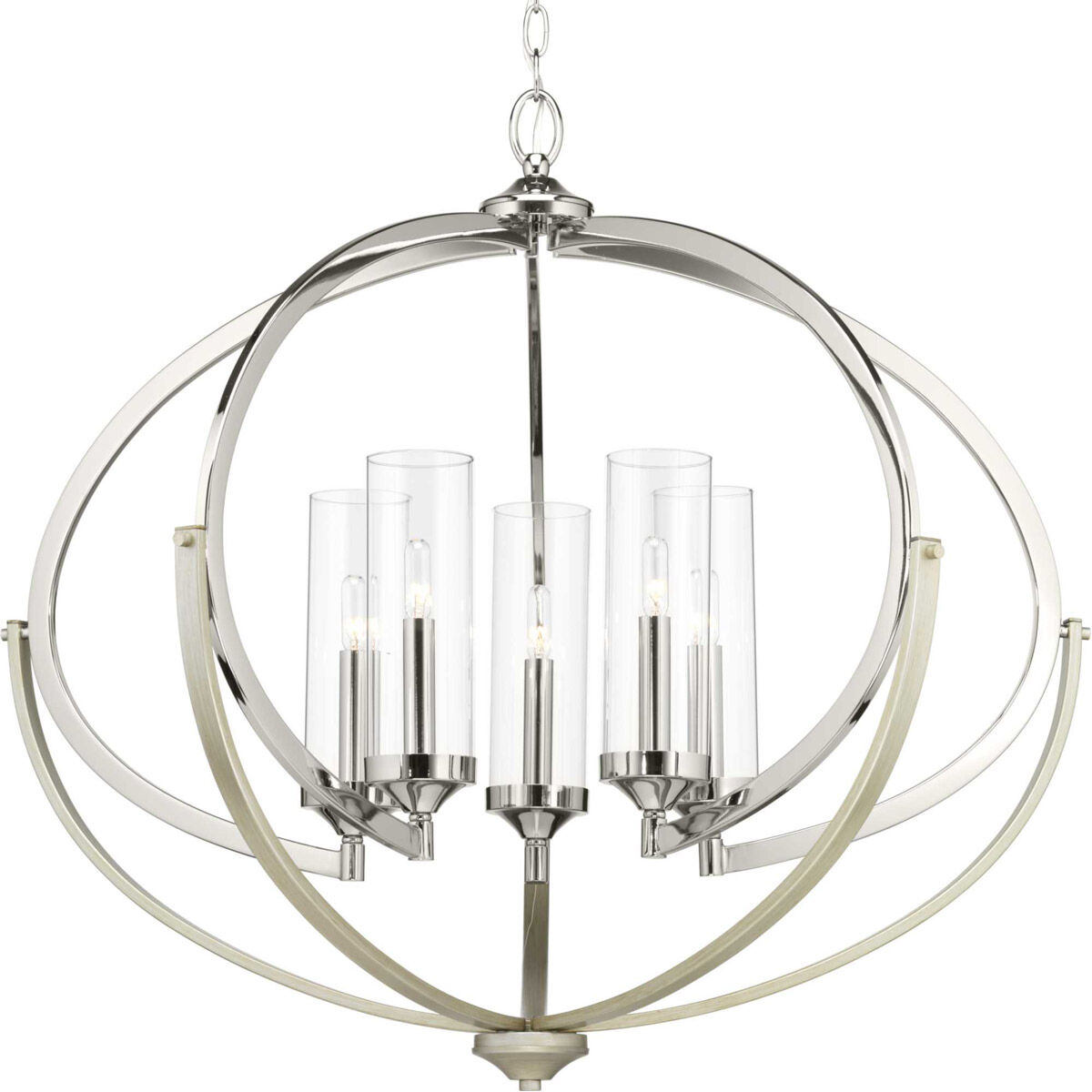 Orna 5 Light 33.75 inch Polished Nickel Chandelier Ceiling Light, Design Series