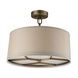 Albany 3 Light 16 inch Brushed Antique Brass Semi Flush Mount Ceiling Light