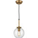 Engle 1 Light 7 inch Clear with Aged Brass Mini Pendant Ceiling Light