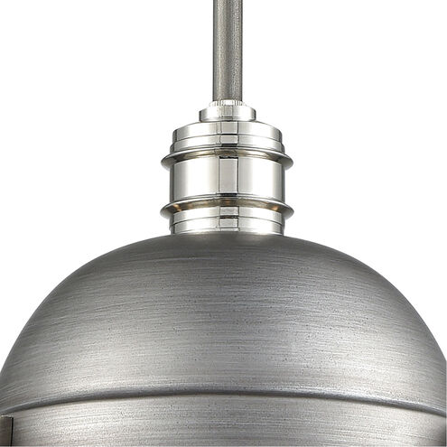 Zera 1 Light 10 inch Weathered Zinc with Polished Nickel and White Mini Pendant Ceiling Light