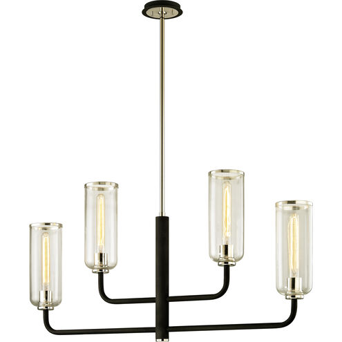 Ercolano 4 Light 43 inch Carbide Black and Polished Nickel Linear Ceiling Light