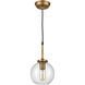 Engle 1 Light 7 inch Clear with Aged Brass Mini Pendant Ceiling Light