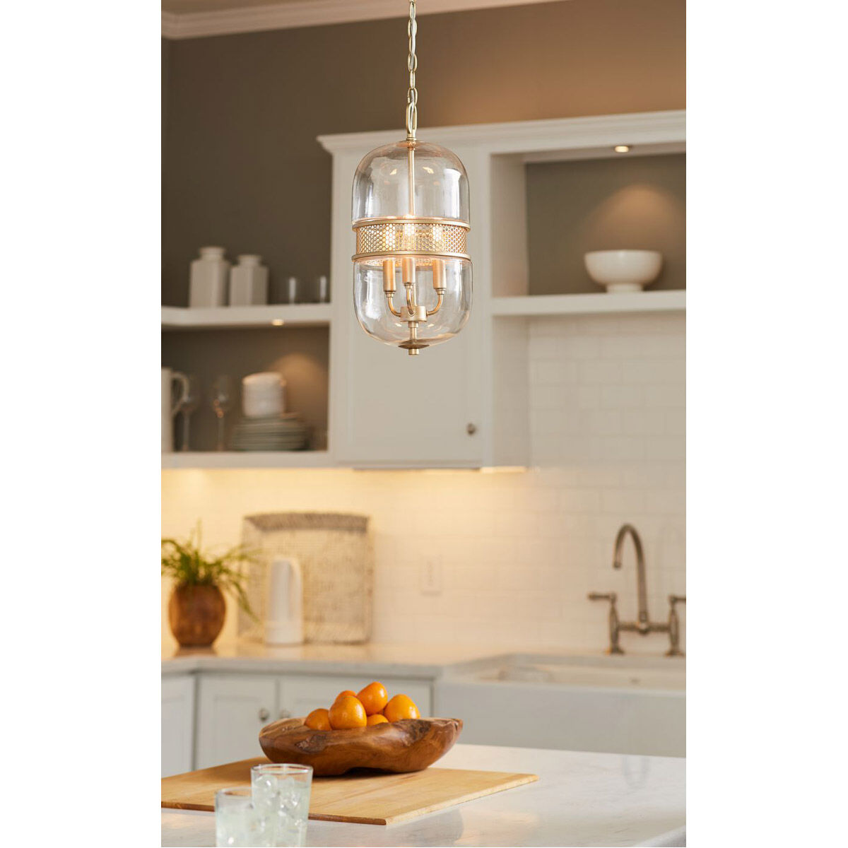 Gregory 3 Light 9 inch Vintage Gold Pendant Ceiling Light