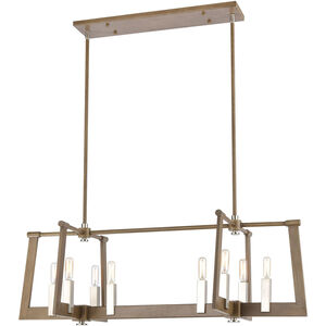 Greyson 8 Light 36 inch Light Wood with Satin Nickel Island Light Ceiling Light