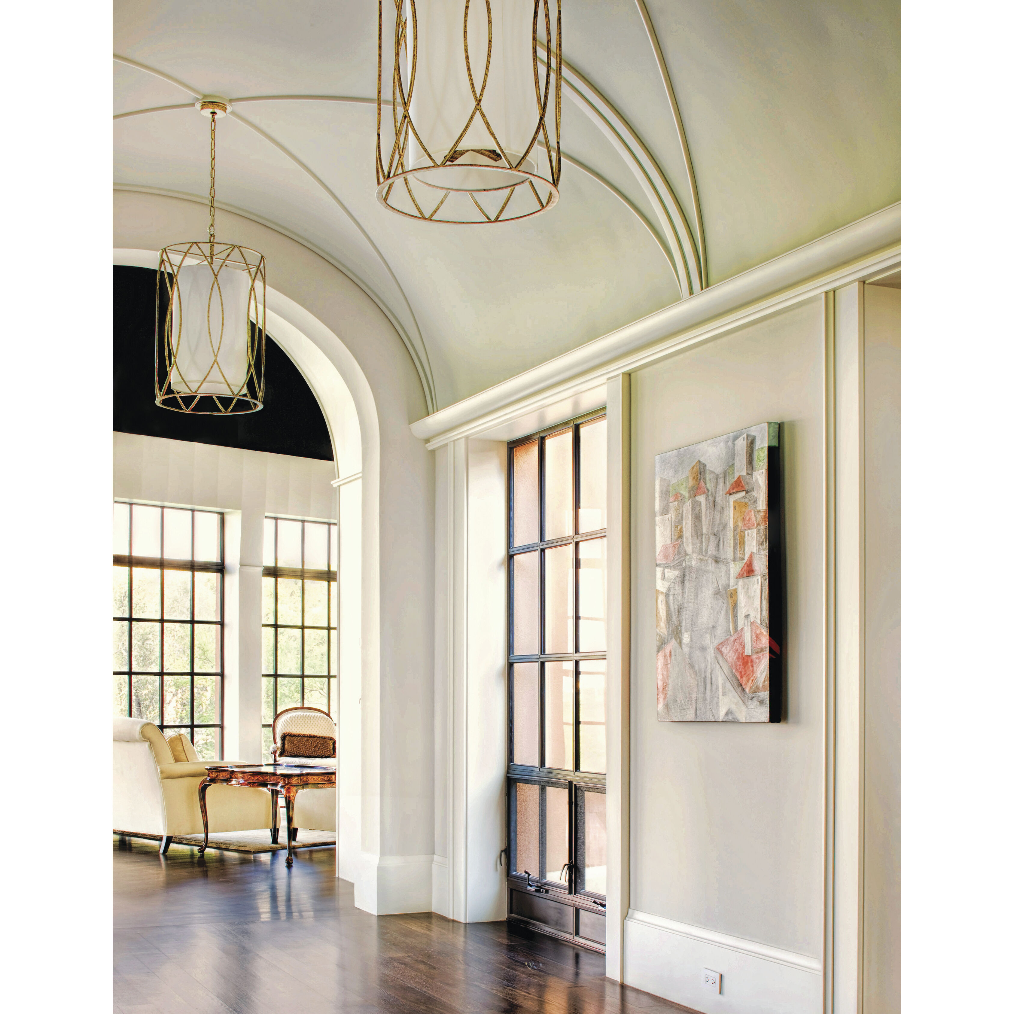 Earth 3 Light 13 inch Silver Gold Pendant Ceiling Light