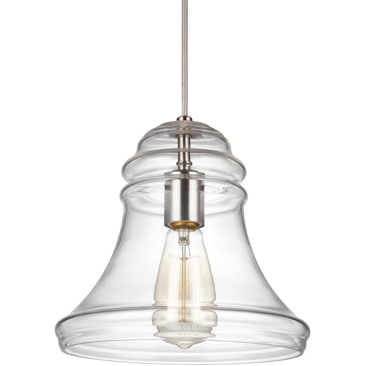 Gunner 1 Light 10 inch Satin Nickel Pendant Ceiling Light