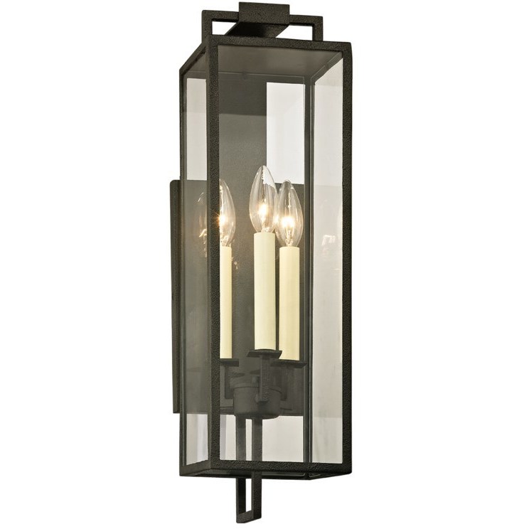 John 3 Light 22 inch Forged Iron Outdoor Wall Sconce