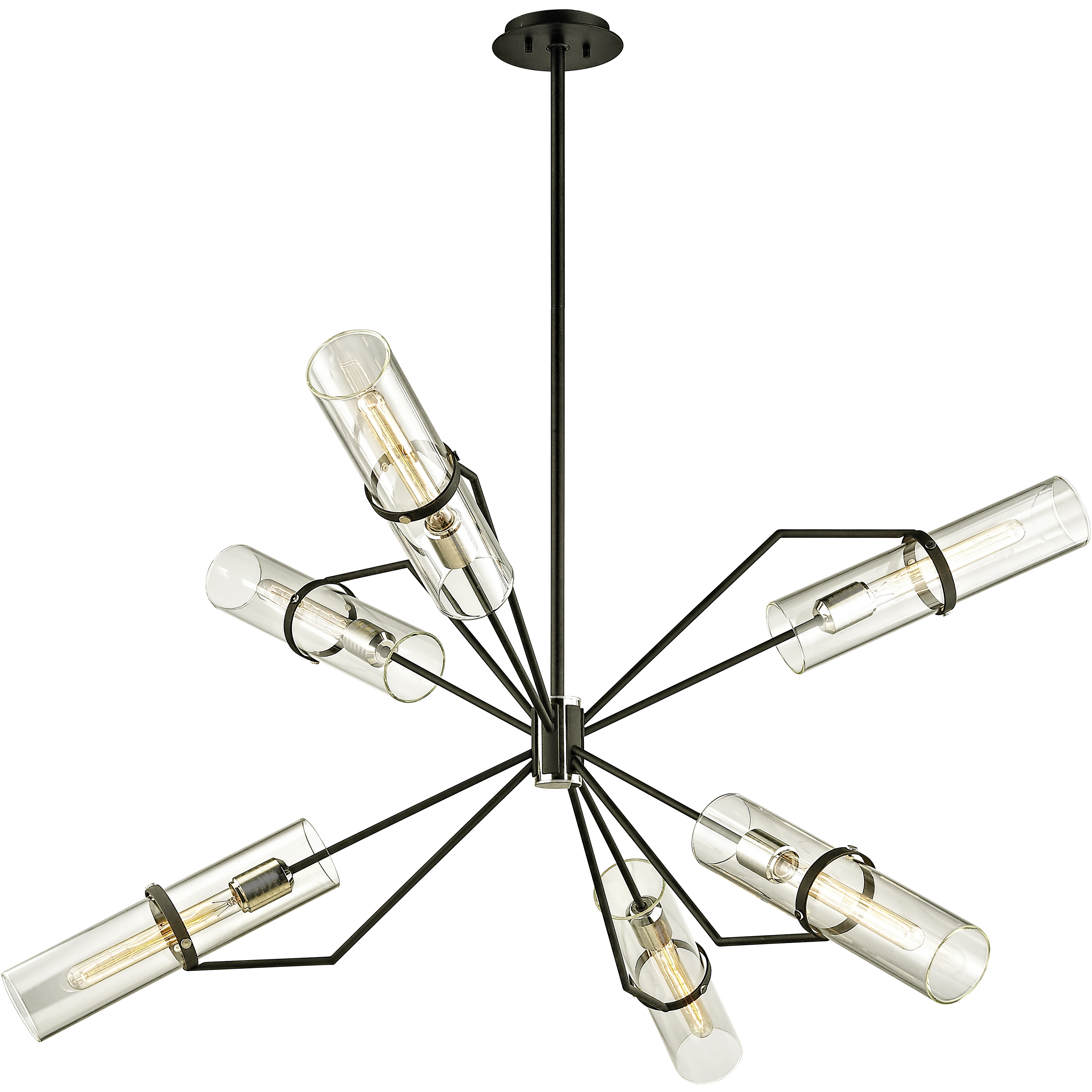 Brazos Point 6 Light 50 inch Textured Black & Polish Nickel Chandelier Ceiling Light