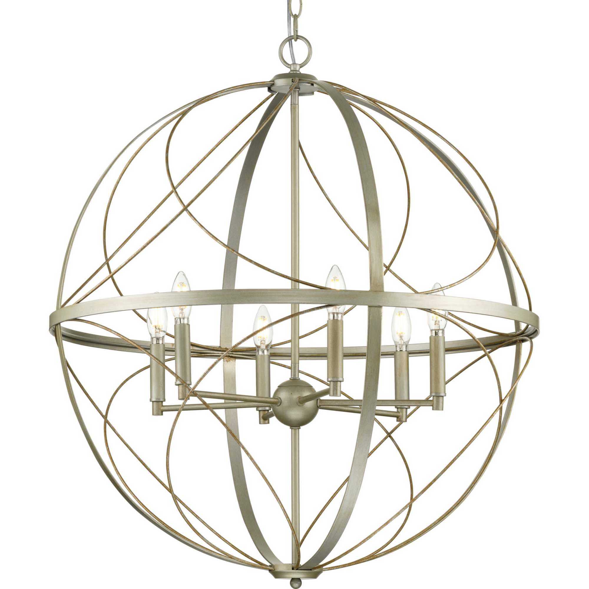 Gerald Ave 6 Light 28 inch Silver Ridge Pendant Ceiling Light