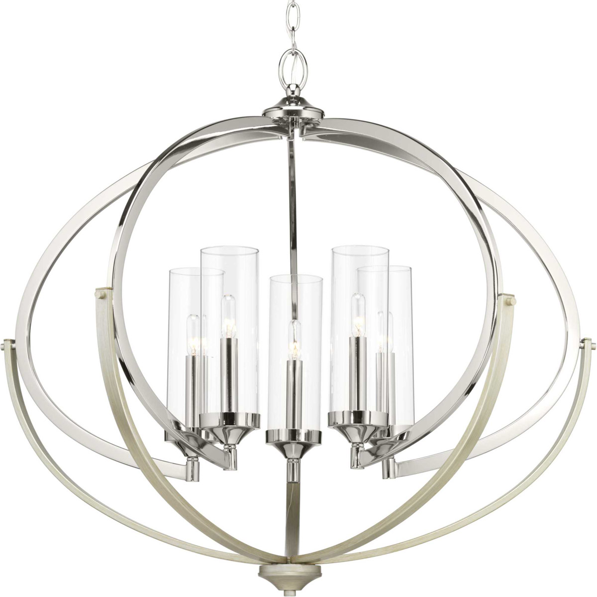 Orna 5 Light 33.75 inch Polished Nickel Chandelier Ceiling Light, Design Series