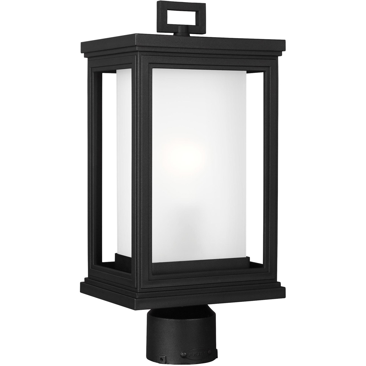 Terni 1 Light 16.5 inch Textured Black Outdoor Post Lantern, White Opal Glass